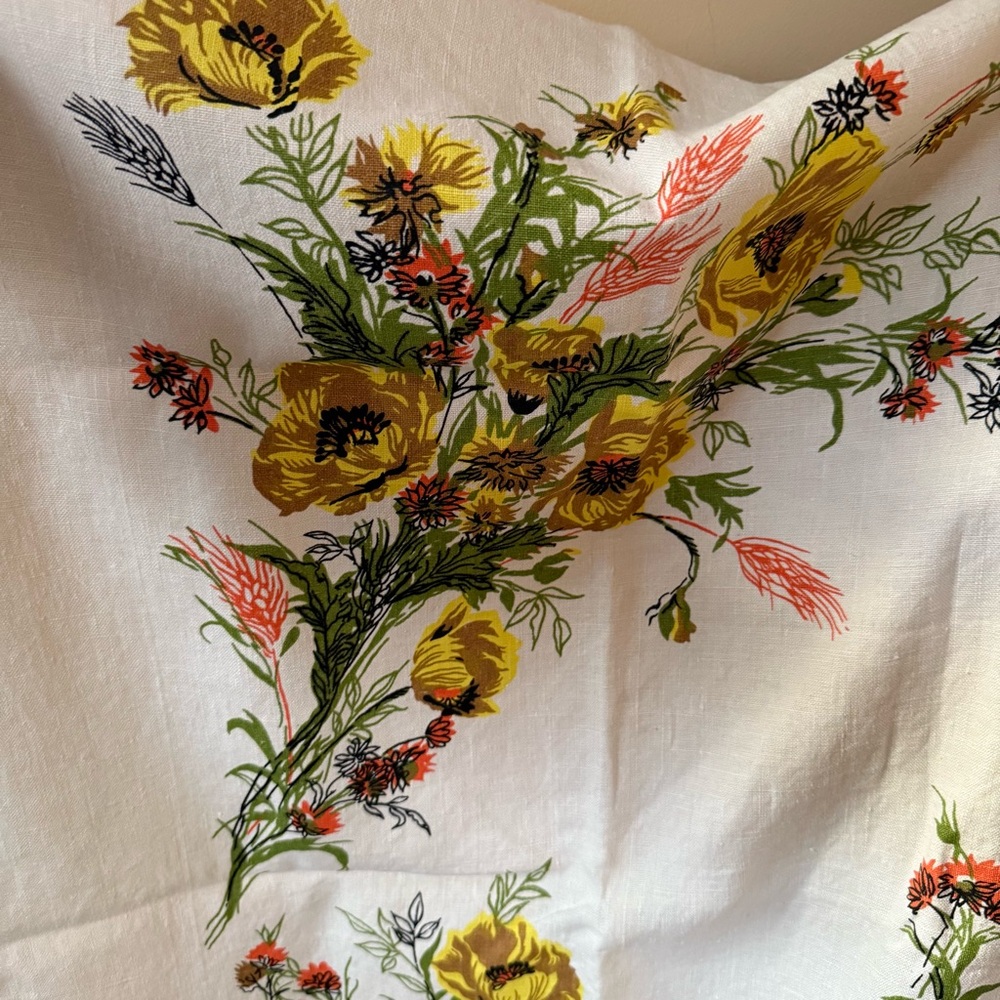Vtg 1960s Cotton Irish Floral Linen - Picture 2 of 9